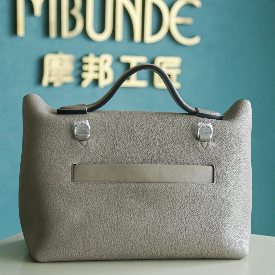 Hermes Kelly 24-24 29CM M8 沥青灰 Togo 拼 Swift 银扣