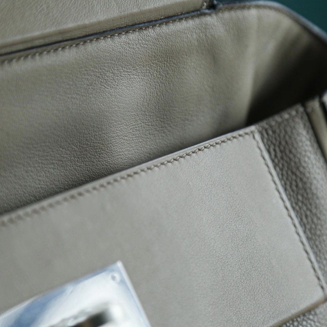Hermes Kelly 24-24 29CM M8 沥青灰 Togo 拼 Swift 银扣