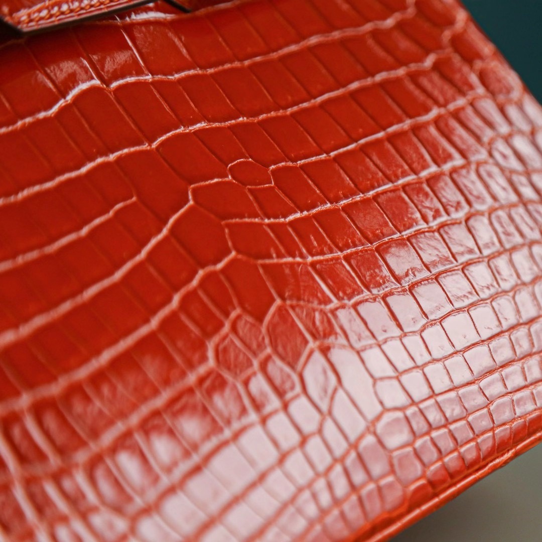Hermes Birkin 25CM 橙色 亮面两点 尼罗鳄 金扣 纯手工 HandMade