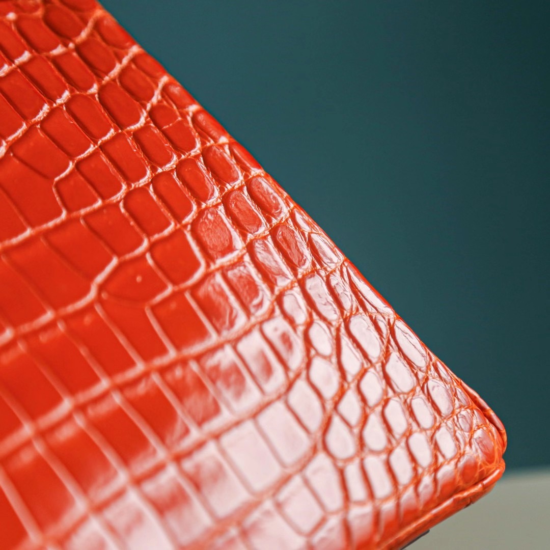 Hermes Birkin 25CM 橙色 亮面两点 尼罗鳄 金扣 纯手工 HandMade