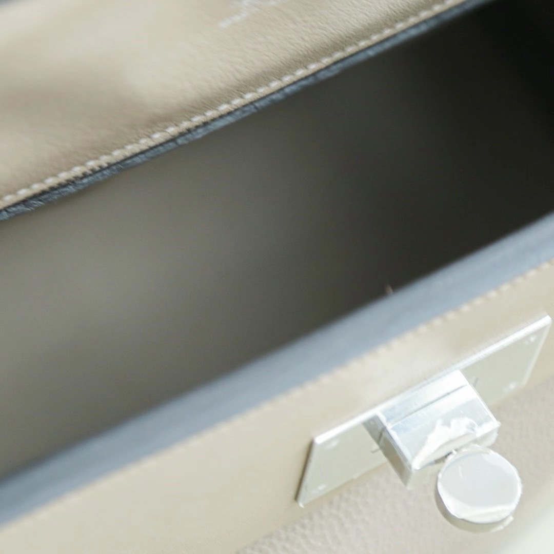 Hermes Kelly 24-24 29CM M8 沥青灰 Togo 拼 Swift 银扣