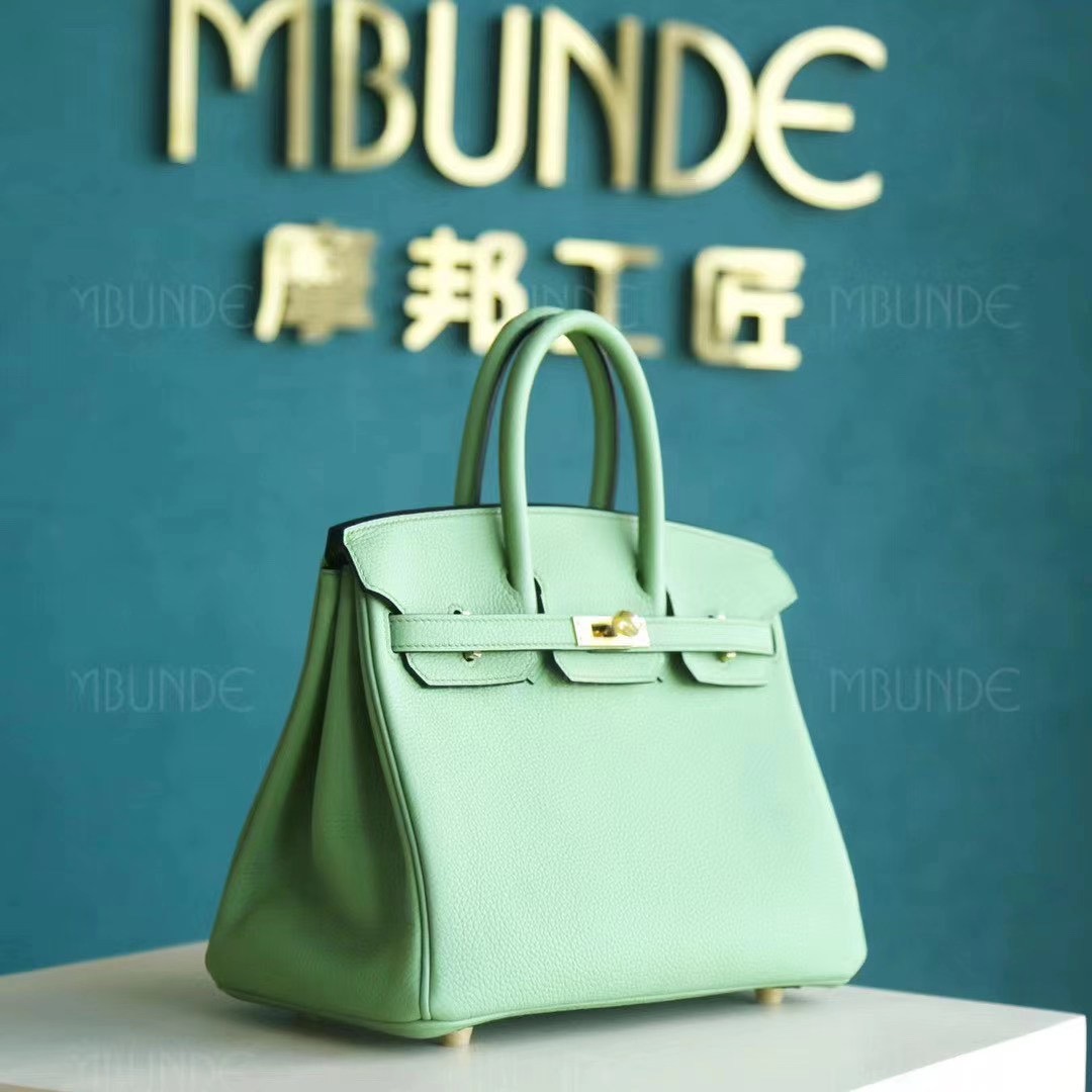 Hermes 铂金包 Birkin 25CM 3i 牛油果绿 蟋蟀绿 Togo 金扣