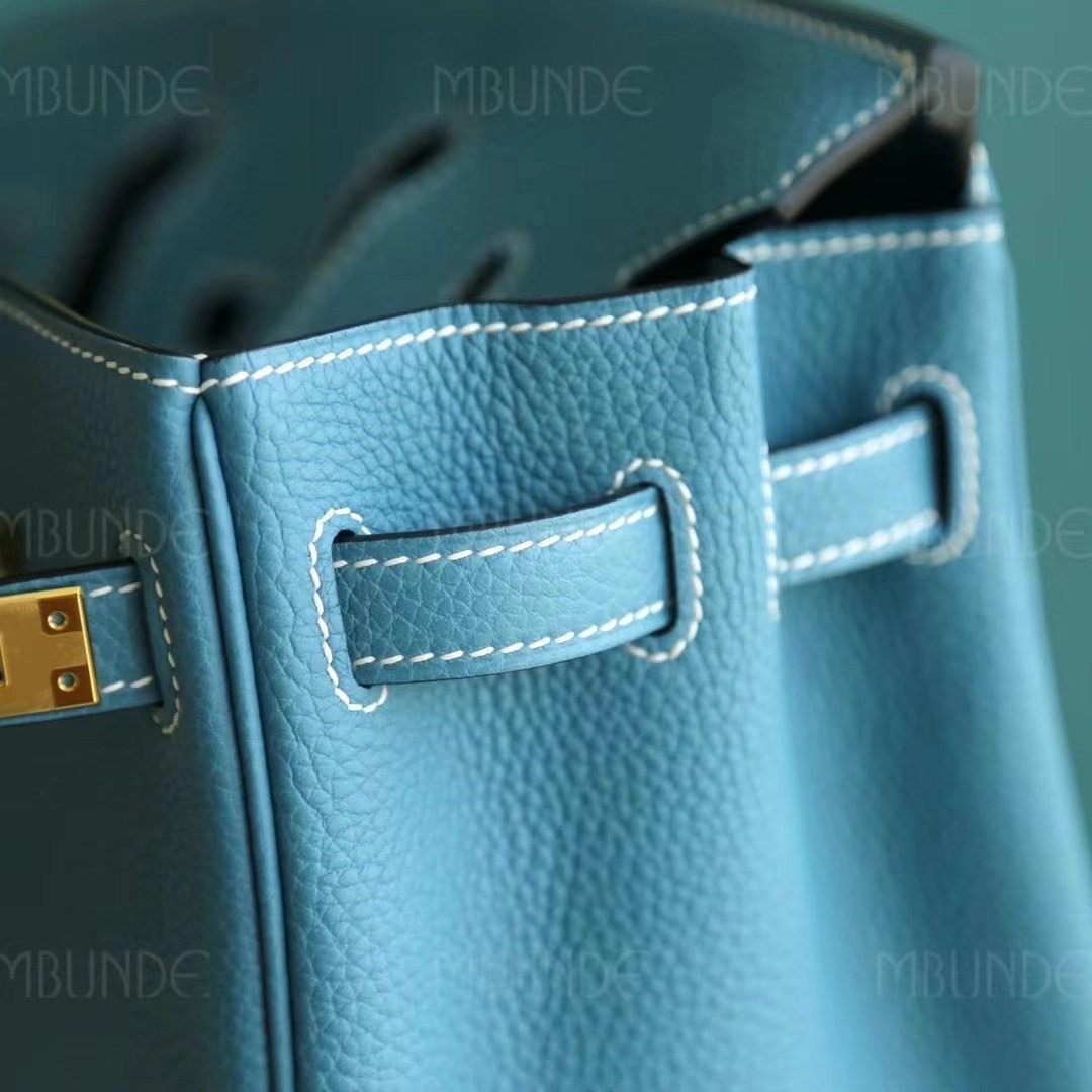 爱马仕 Hermes Birkin 25cm Togo皮 CC75 Blue Jean牛仔蓝 金扣 全手工
