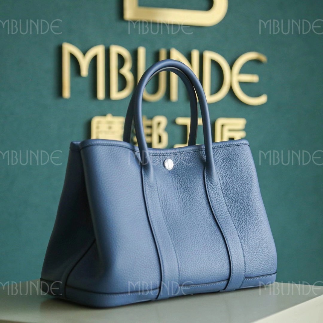 Hermes Garden Party 花园包  玛瑙蓝 TC皮 银扣 全手工