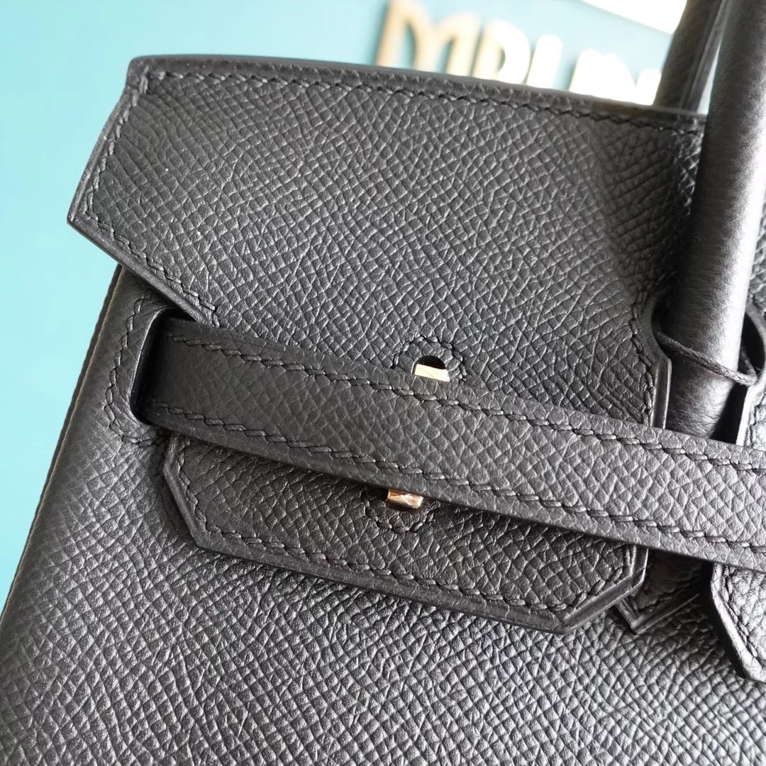 爱马仕 Hermes 铂金包 Birkin 25CM Epsom 全手工 黑色 金扣