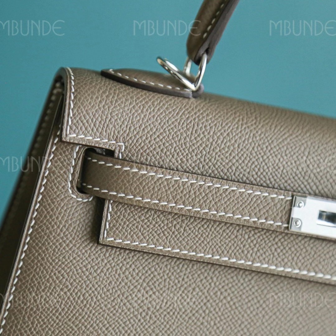Hermes 爱马仕 Kelly 凯莉包 25CM Epsom皮 大象灰 银扣 全手工