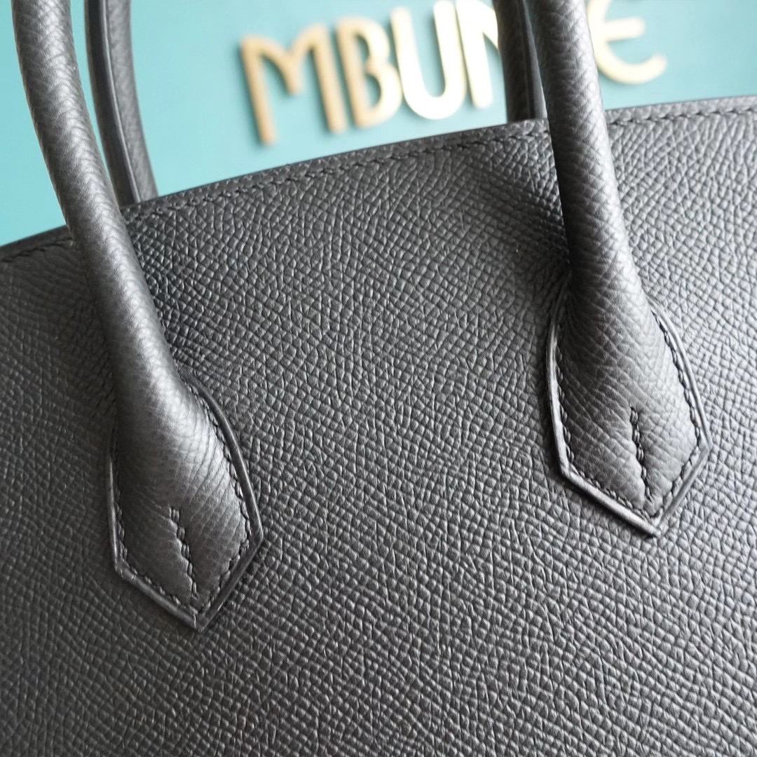 爱马仕 Hermes 铂金包 Birkin 25CM Epsom 全手工 黑色 金扣