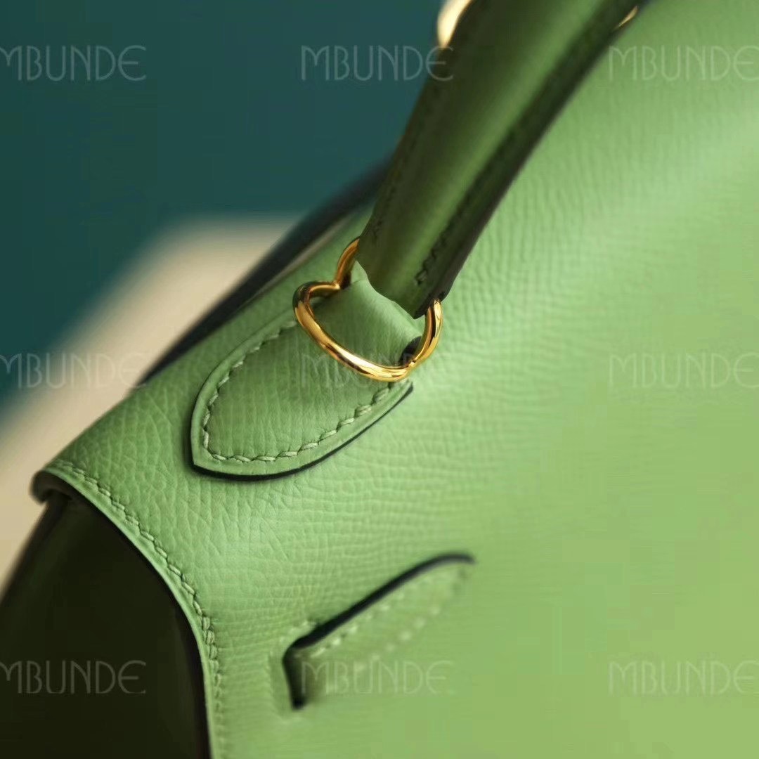Hermes 爱马仕 Kelly 凯莉包 25CM Epsom皮  牛油果绿  金扣 全手工