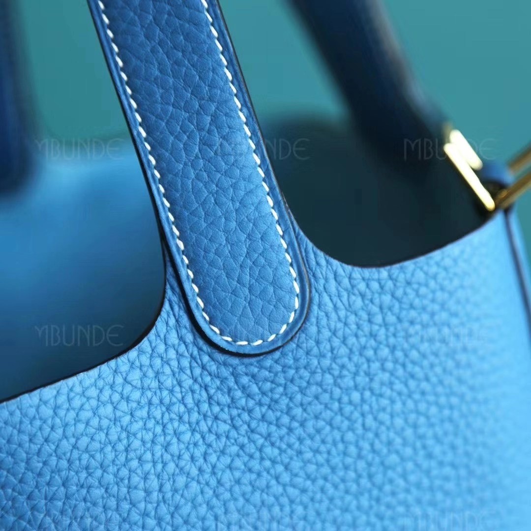 Hermes Picotin 菜篮子 TC皮 18CM 牛仔蓝 金扣