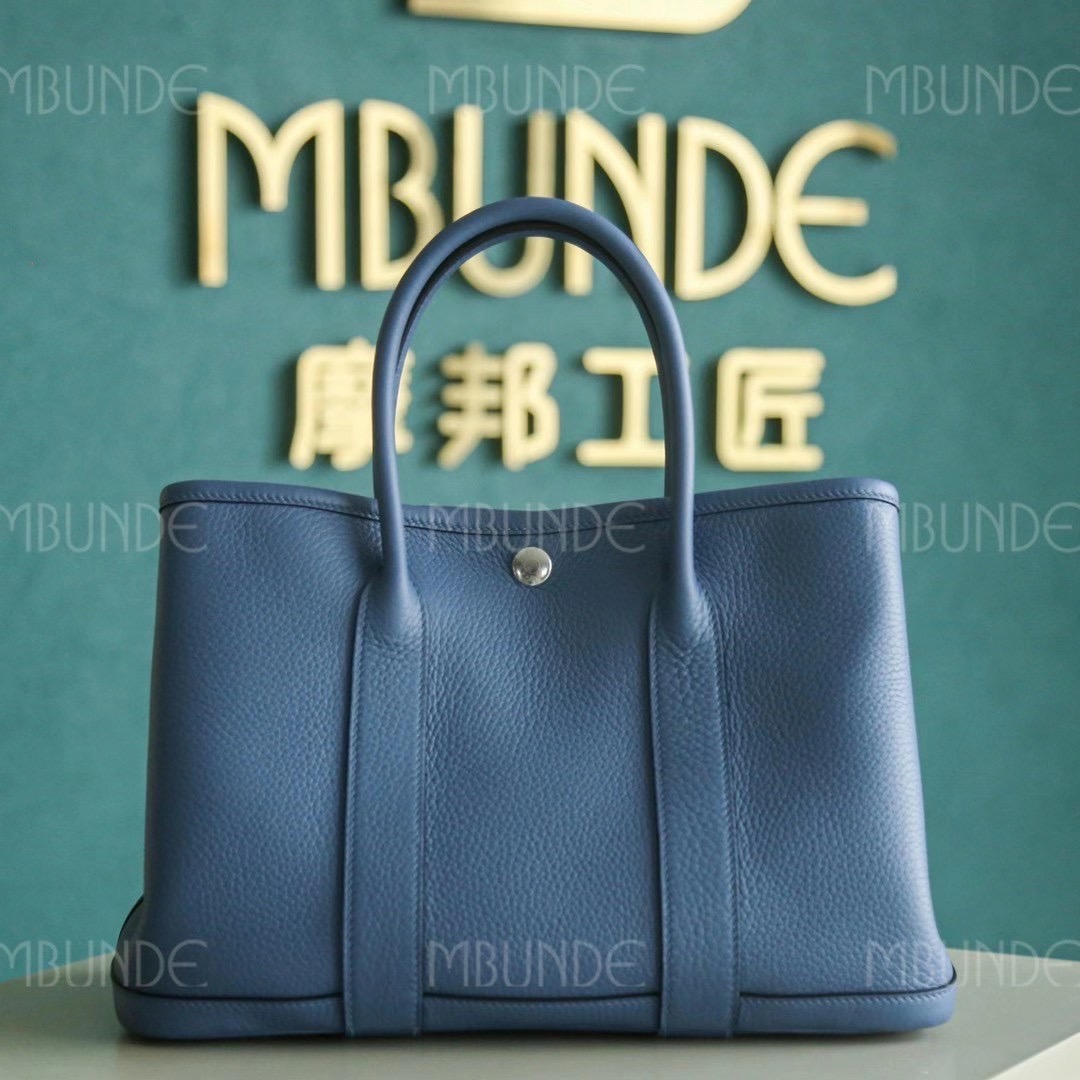 Hermes Garden Party 花园包  玛瑙蓝 TC皮 银扣 全手工