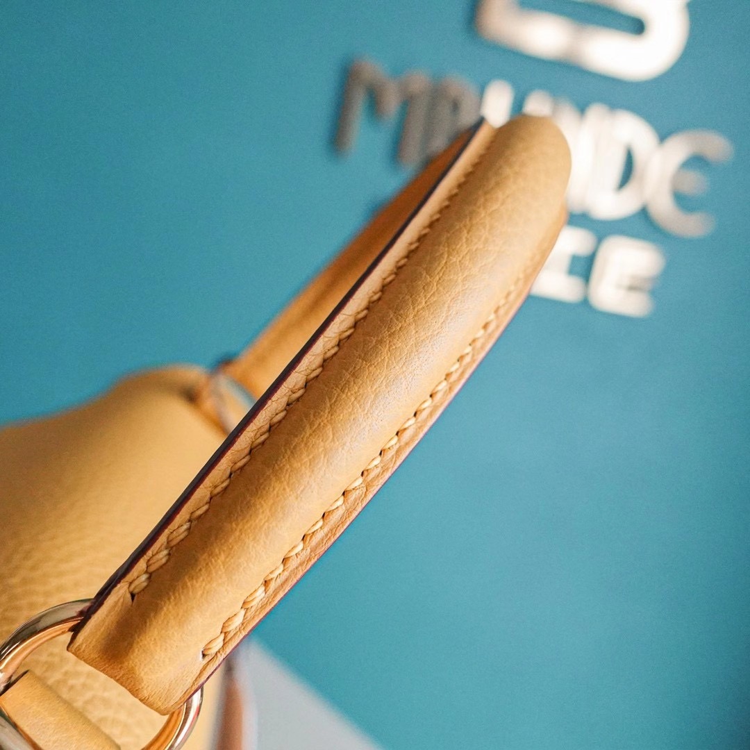 Hermes 爱马仕 Kelly 凯莉包 25CM Togo皮  琥珀黄 银扣 全手工