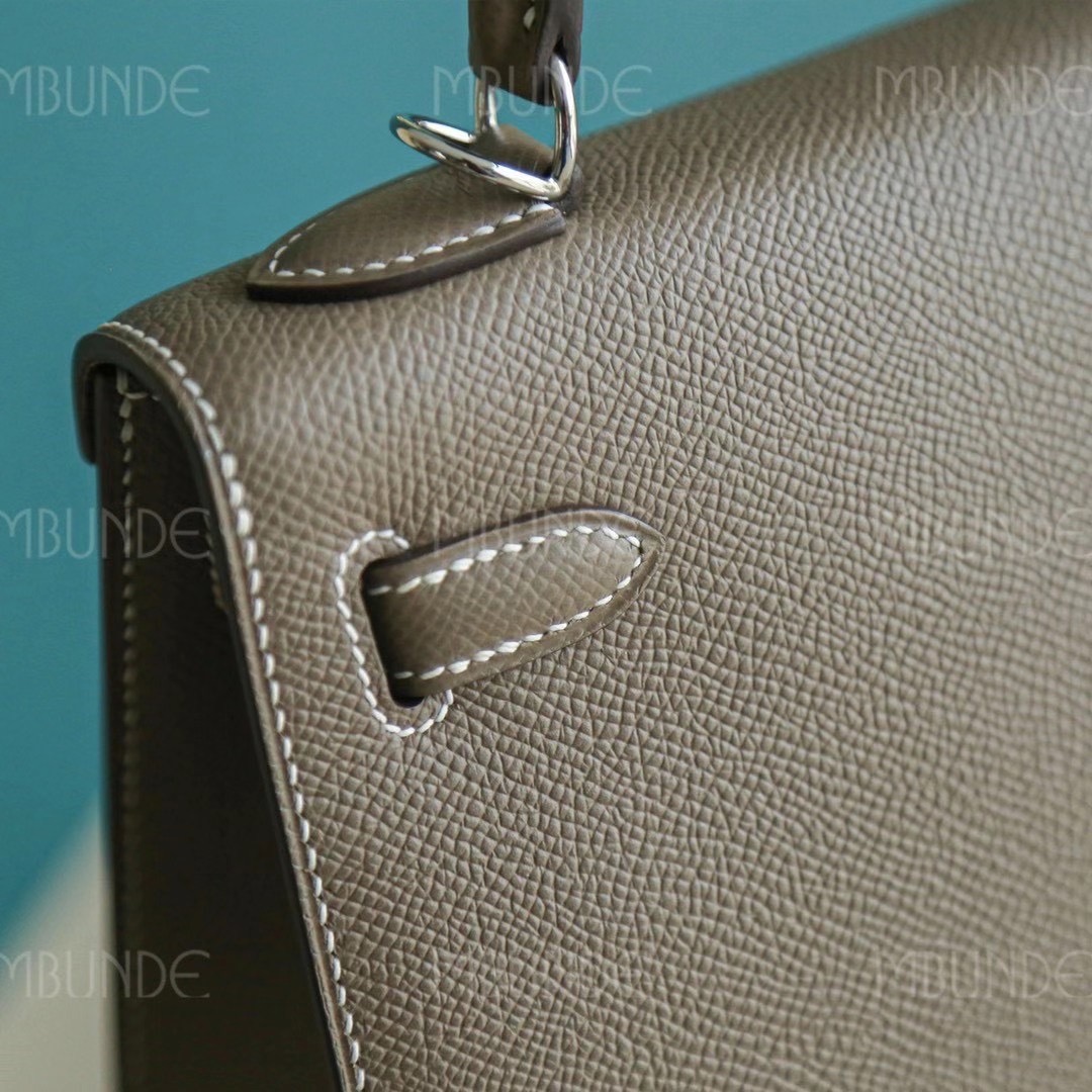 Hermes 爱马仕 Kelly 凯莉包 25CM Epsom皮 大象灰 银扣 全手工