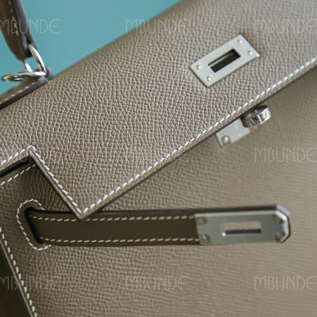 Hermes 爱马仕 Kelly 凯莉包 25CM Epsom皮 大象灰 银扣 全手工