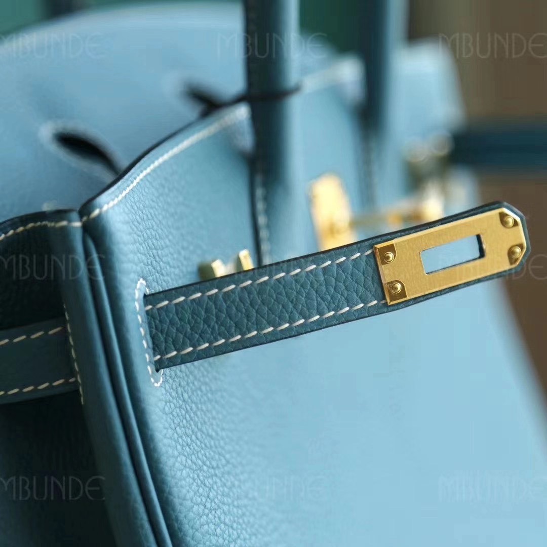 爱马仕 Hermes Birkin 25cm Togo皮 CC75 Blue Jean牛仔蓝 金扣 全手工
