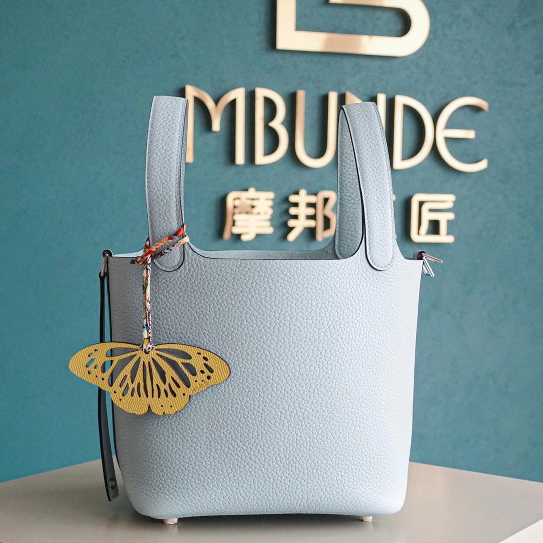 Hermes Picotin 菜篮子 TC皮 18CM 微风蓝 银扣