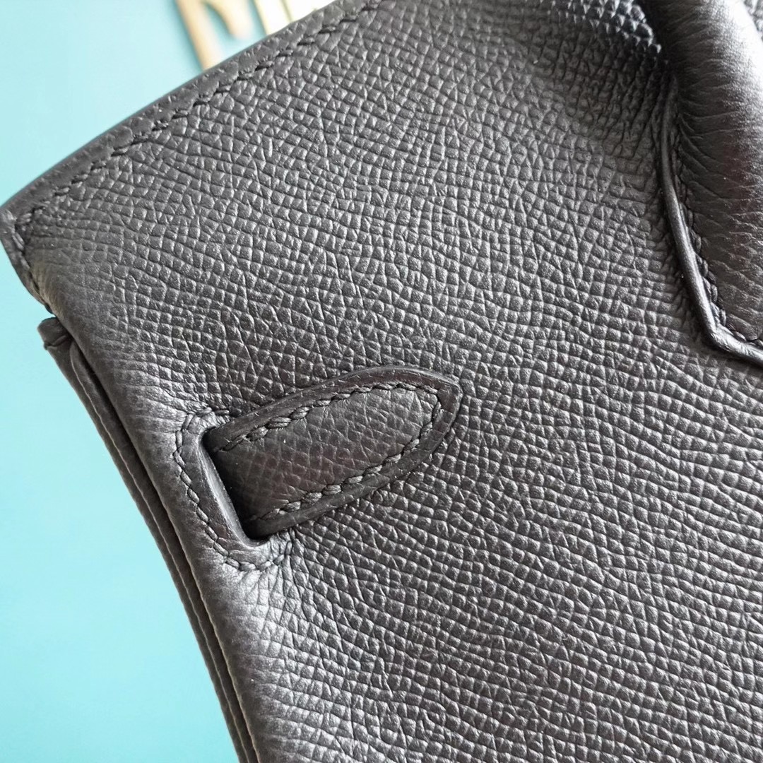 爱马仕 Hermes 铂金包 Birkin 25CM Epsom 全手工 黑色 金扣