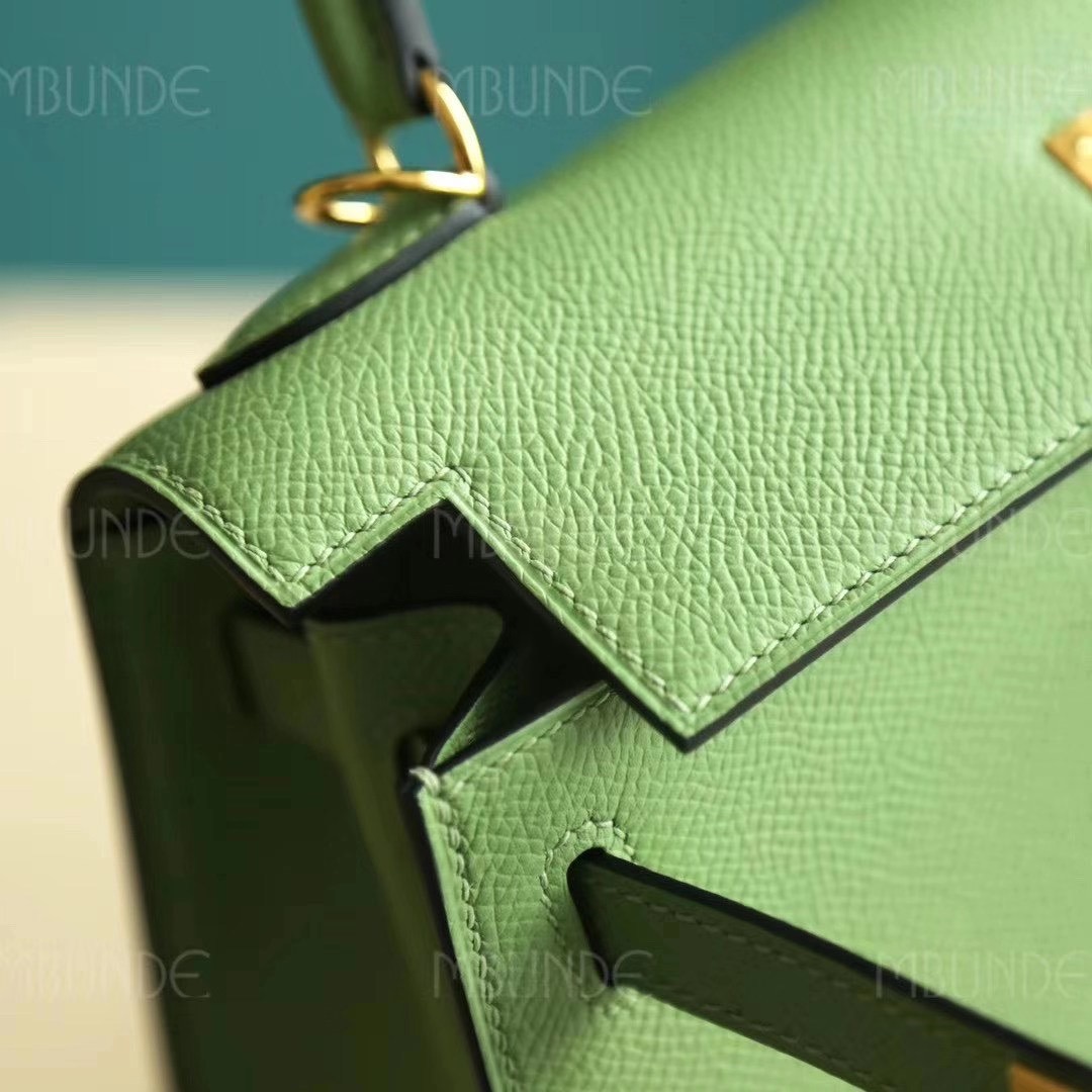 Hermes 爱马仕 Kelly 凯莉包 25CM Epsom皮  牛油果绿  金扣 全手工