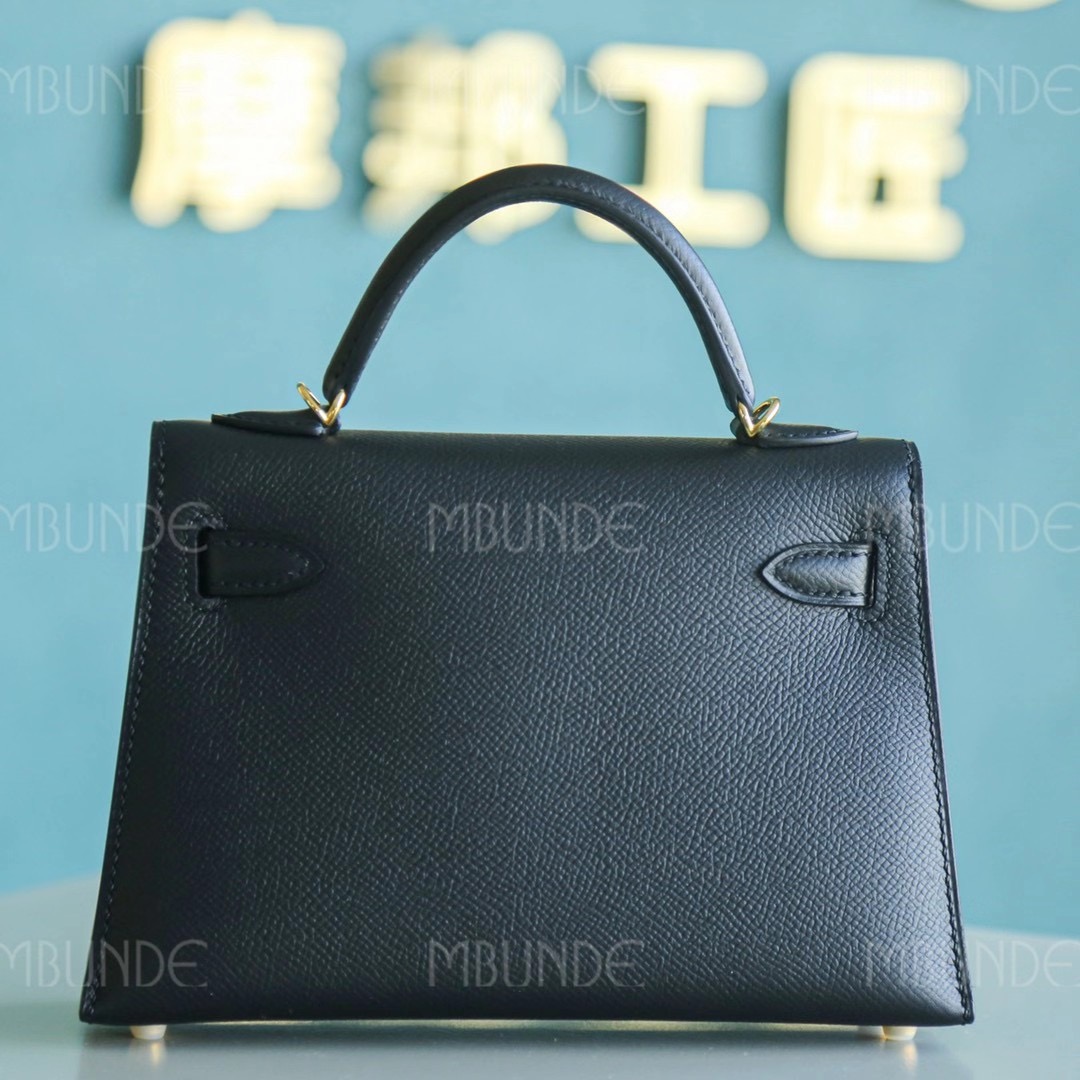 Hermes Mini Kelly 2代 Epsom 黑色金扣