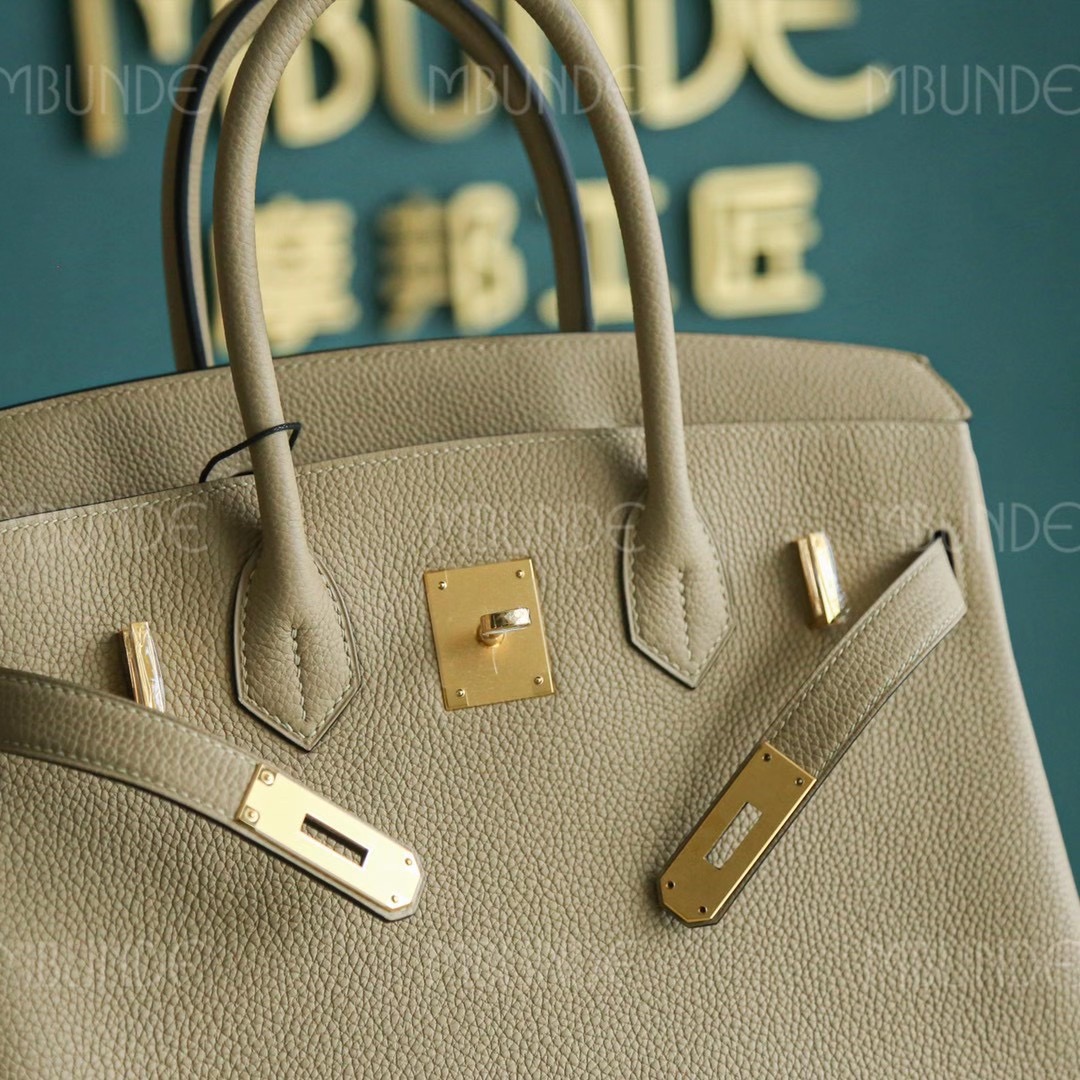 Hermes 铂金包  Birkin 30CM 风衣灰 金扣 Togo皮 纯手工定制