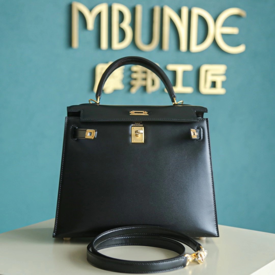 Hermes Kelly 25CM Box皮 黑金  普皮中最难做的一种