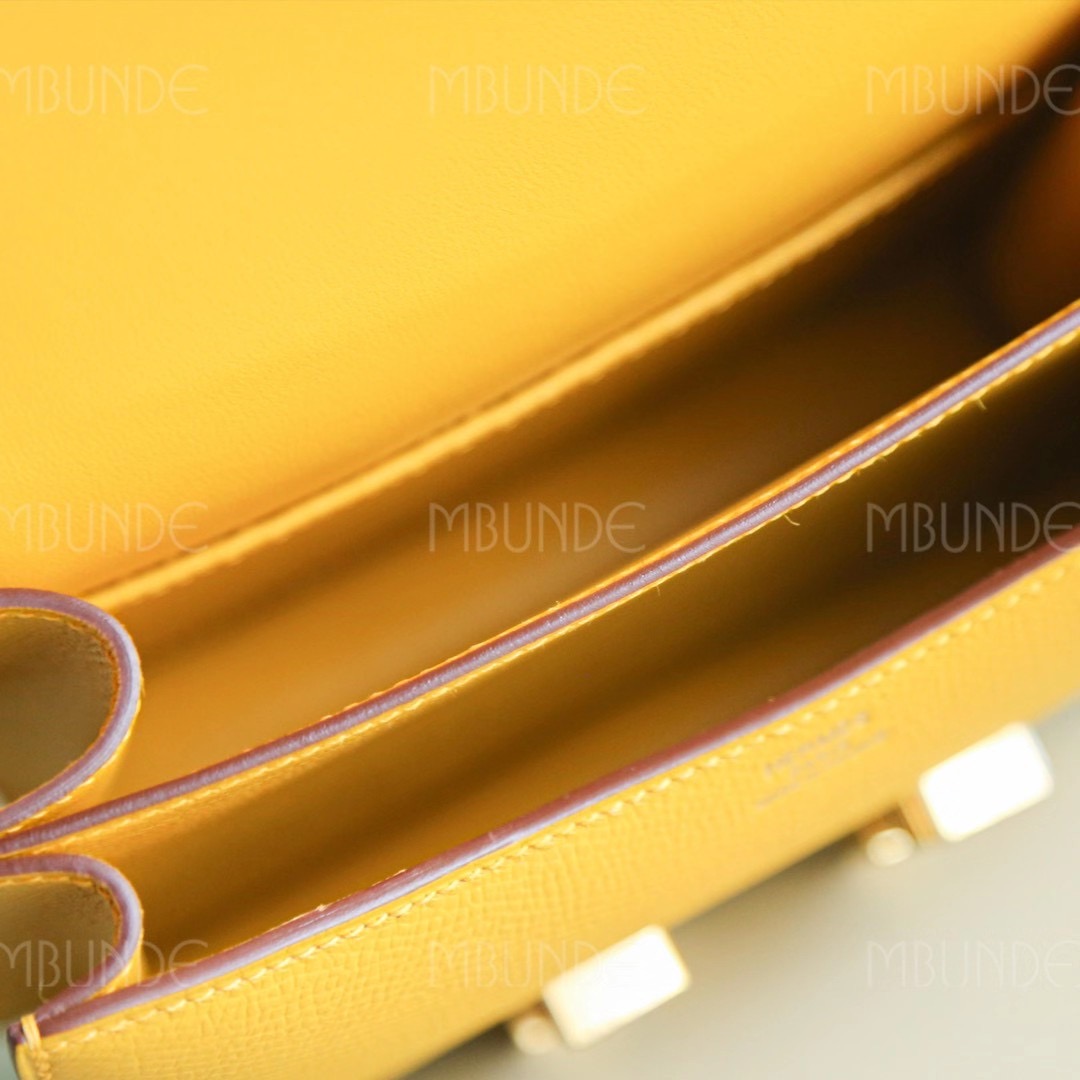 Hermes Constance 19CM 琥珀黄 金扣 Epsom 最火的招财黄