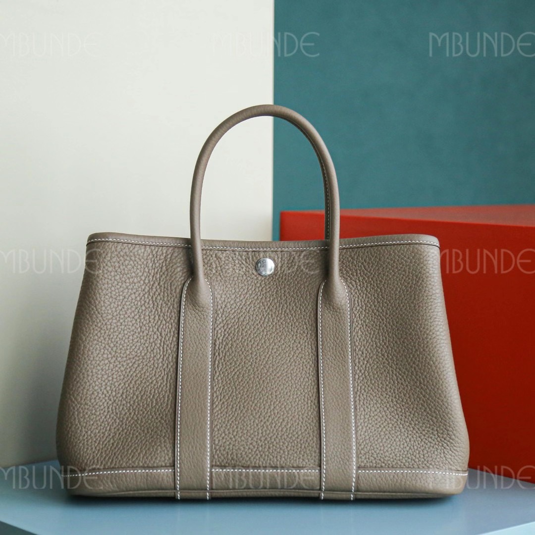 Hermes Garden Party 30CM 花园包 大象灰 银扣 TC皮
