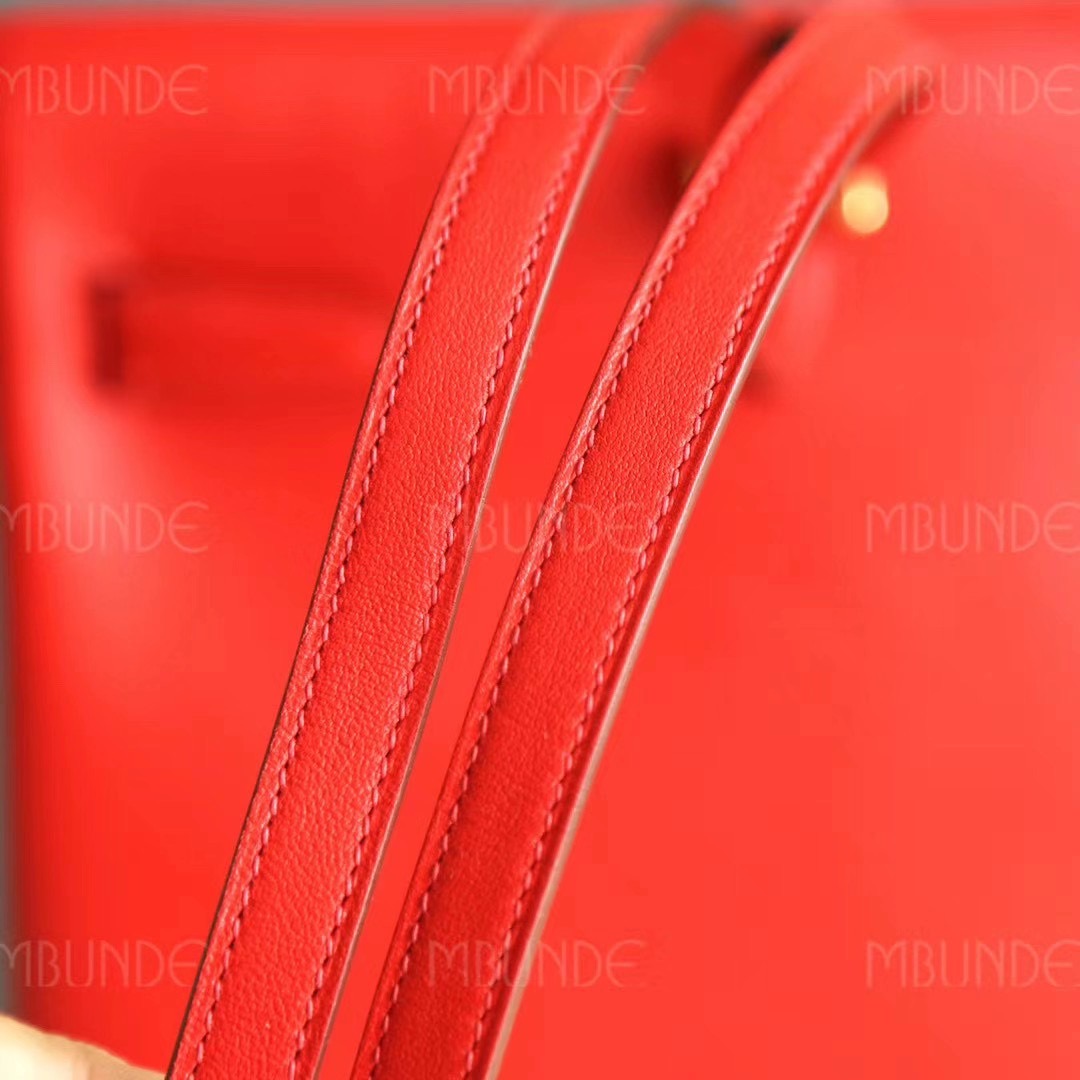 Hermes 背包 双肩包 Kelly Ado 22CM 国旗红 Swift皮 金扣 纯手工