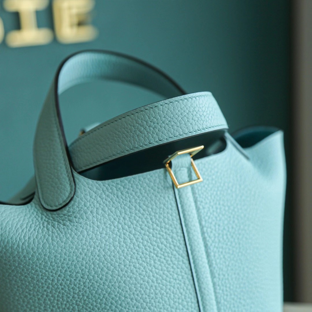 Hermes Picotin 18CM TC皮 菜篮子 马卡龙蓝 金扣