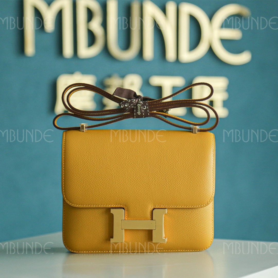 Hermes Constance 19CM 琥珀黄 金扣 Epsom 最火的招财黄