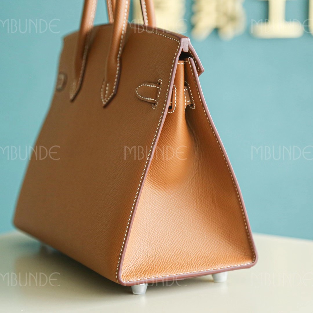 Hermes Birkin 25CM 金棕 银扣 Epsom 外缝
