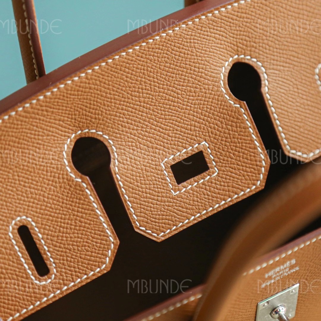 Hermes Birkin 25CM 金棕 银扣 Epsom 外缝