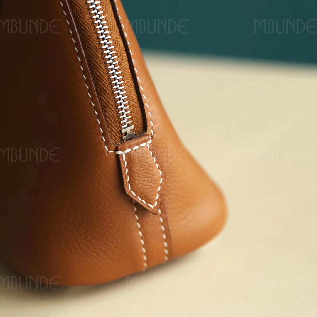 店长推荐 ：Hermes Mini Bolide 迷你号 保龄球包 金棕色 银扣 EverColor皮