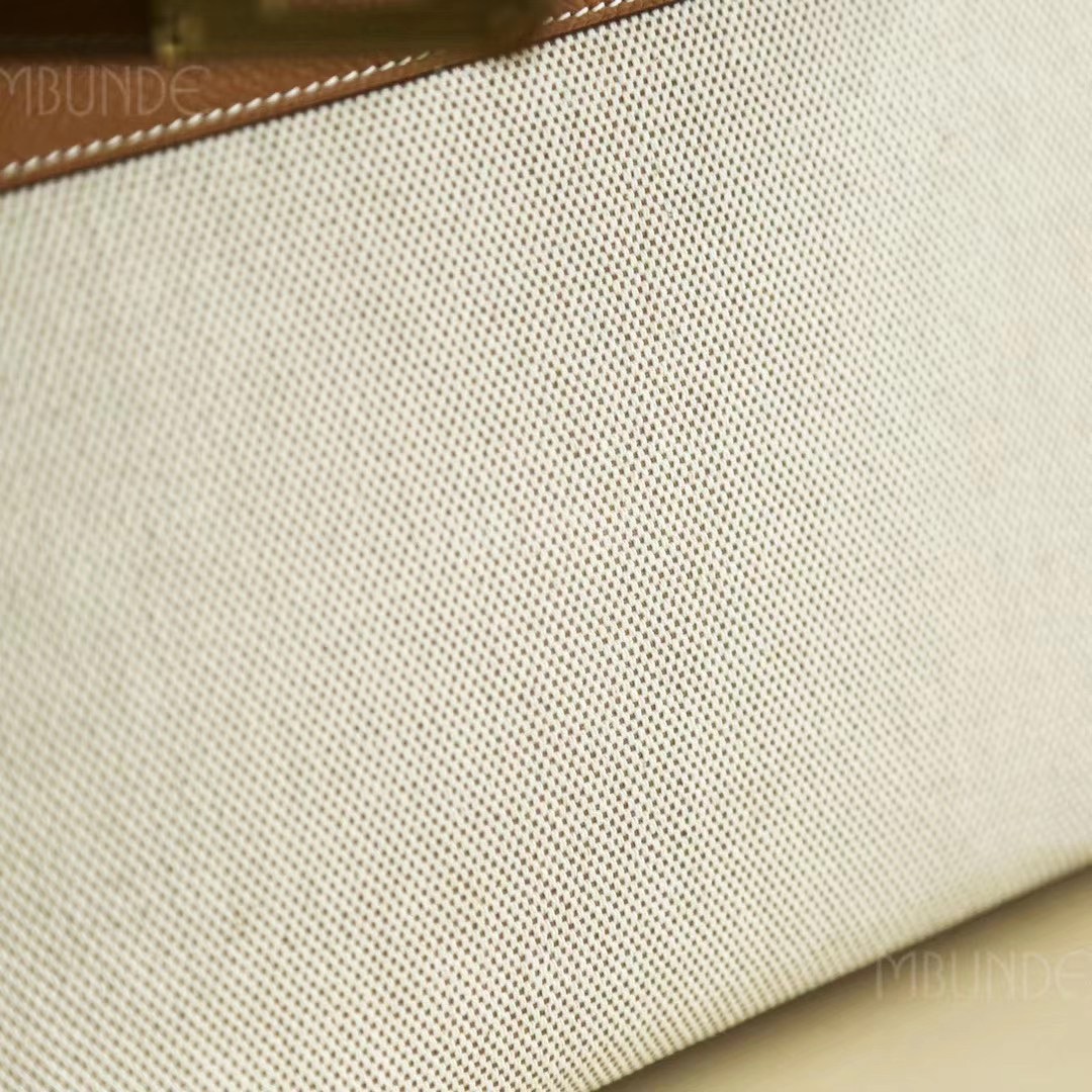 Hermes Kelly 28CM 金棕色 Epsom  拼米白帆布