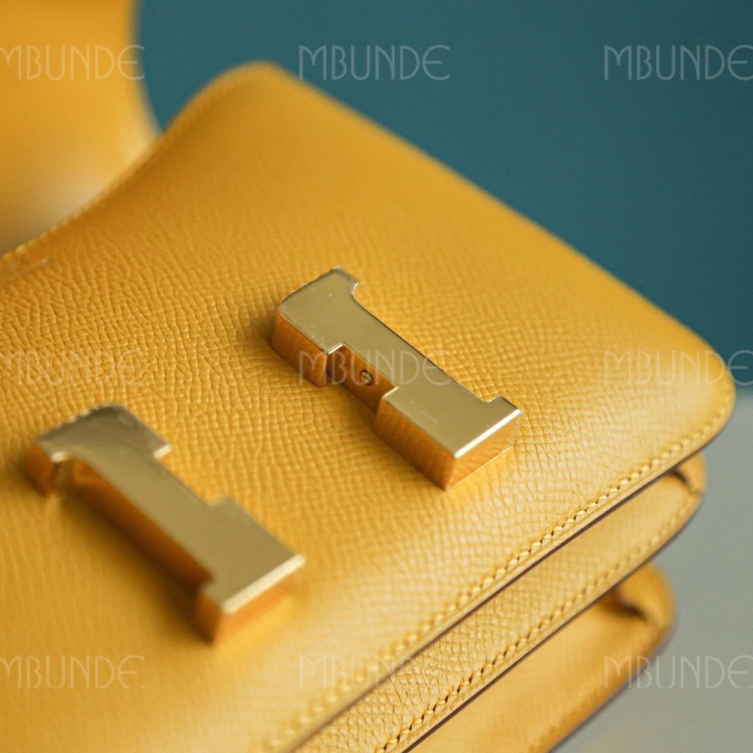 Hermes Constance 19CM 琥珀黄 金扣 Epsom 最火的招财黄