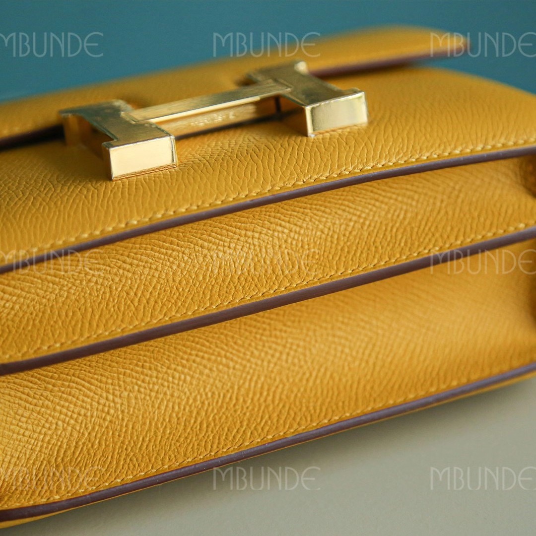 Hermes Constance 19CM 琥珀黄 金扣 Epsom 最火的招财黄