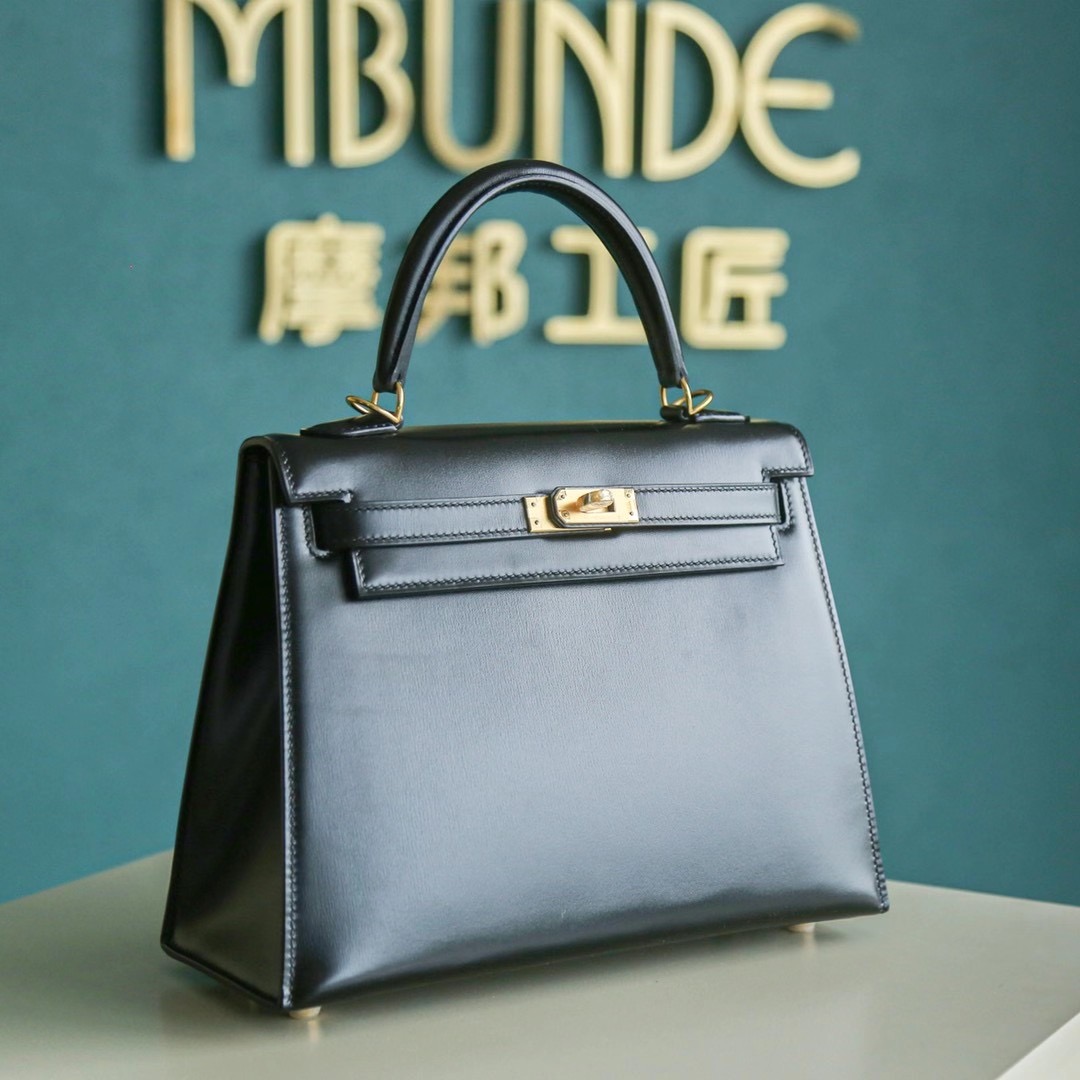 Hermes Kelly 25CM Box皮 黑金  普皮中最难做的一种