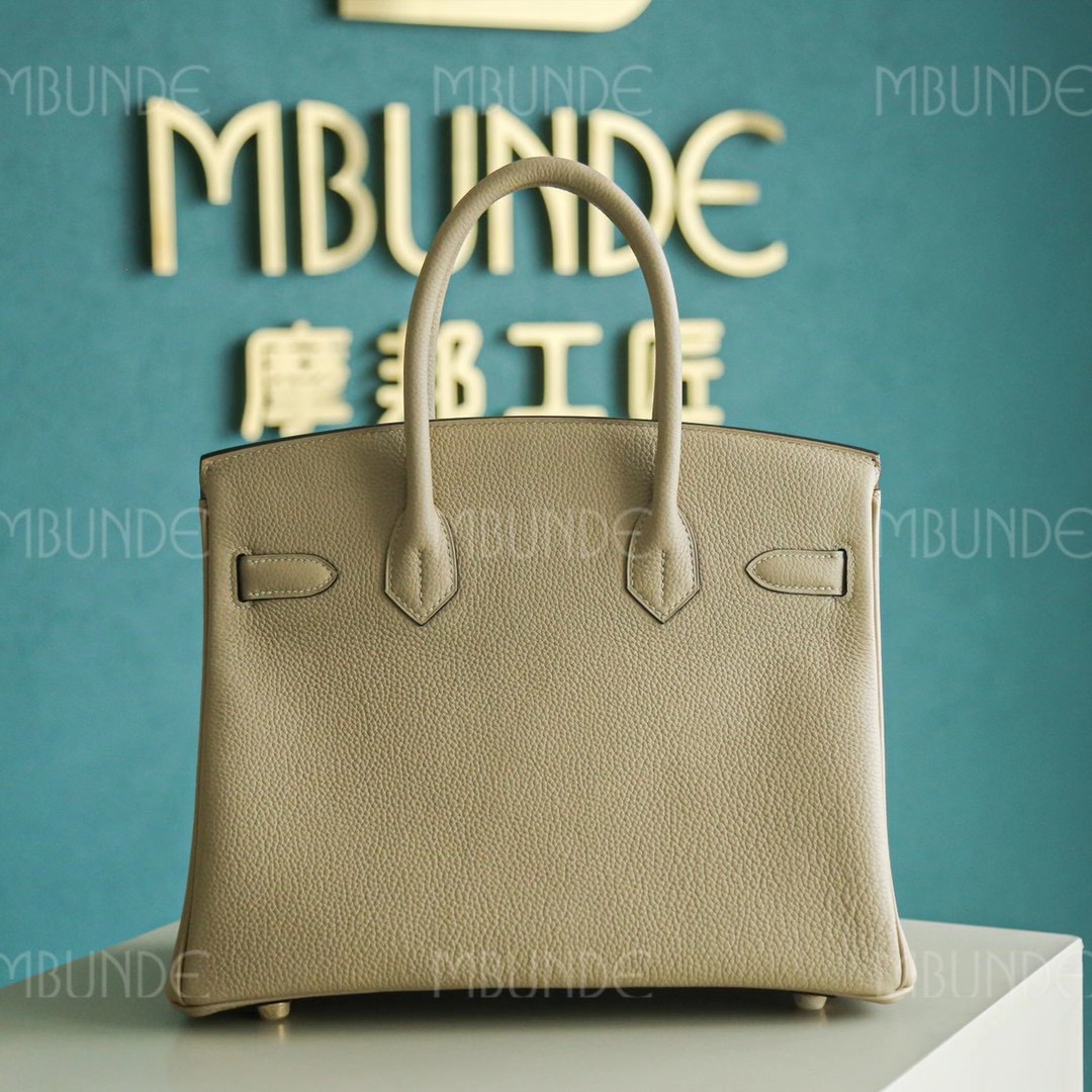 Hermes 铂金包  Birkin 30CM 风衣灰 金扣 Togo皮 纯手工定制