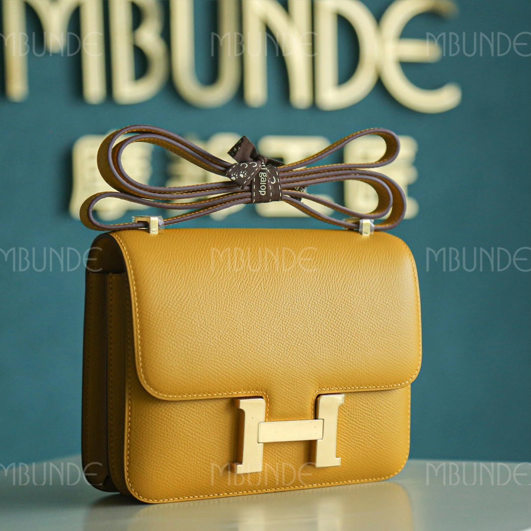 Hermes Constance 19CM 琥珀黄 金扣 Epsom 最火的招财黄