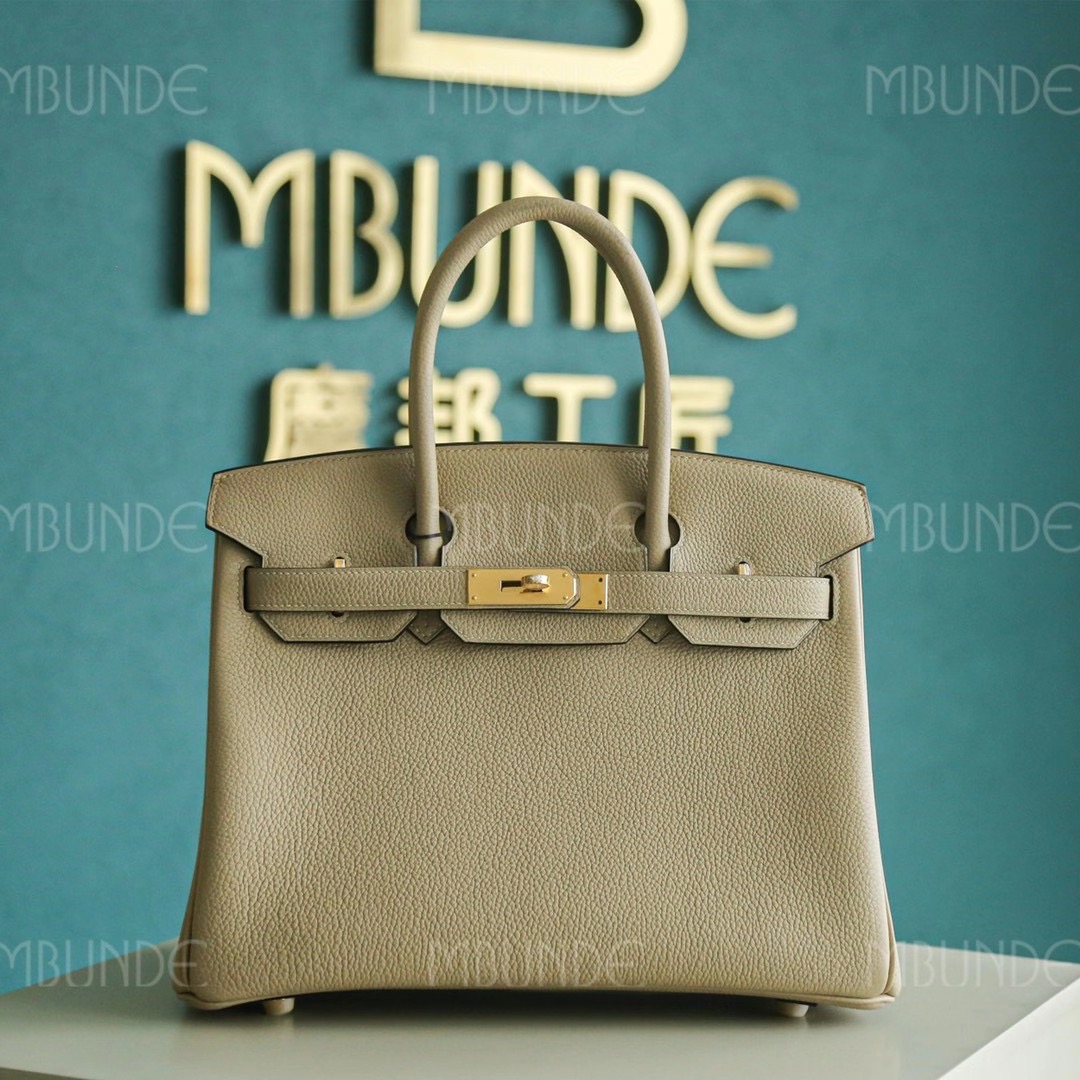 Hermes 铂金包  Birkin 30CM 风衣灰 金扣 Togo皮 纯手工定制