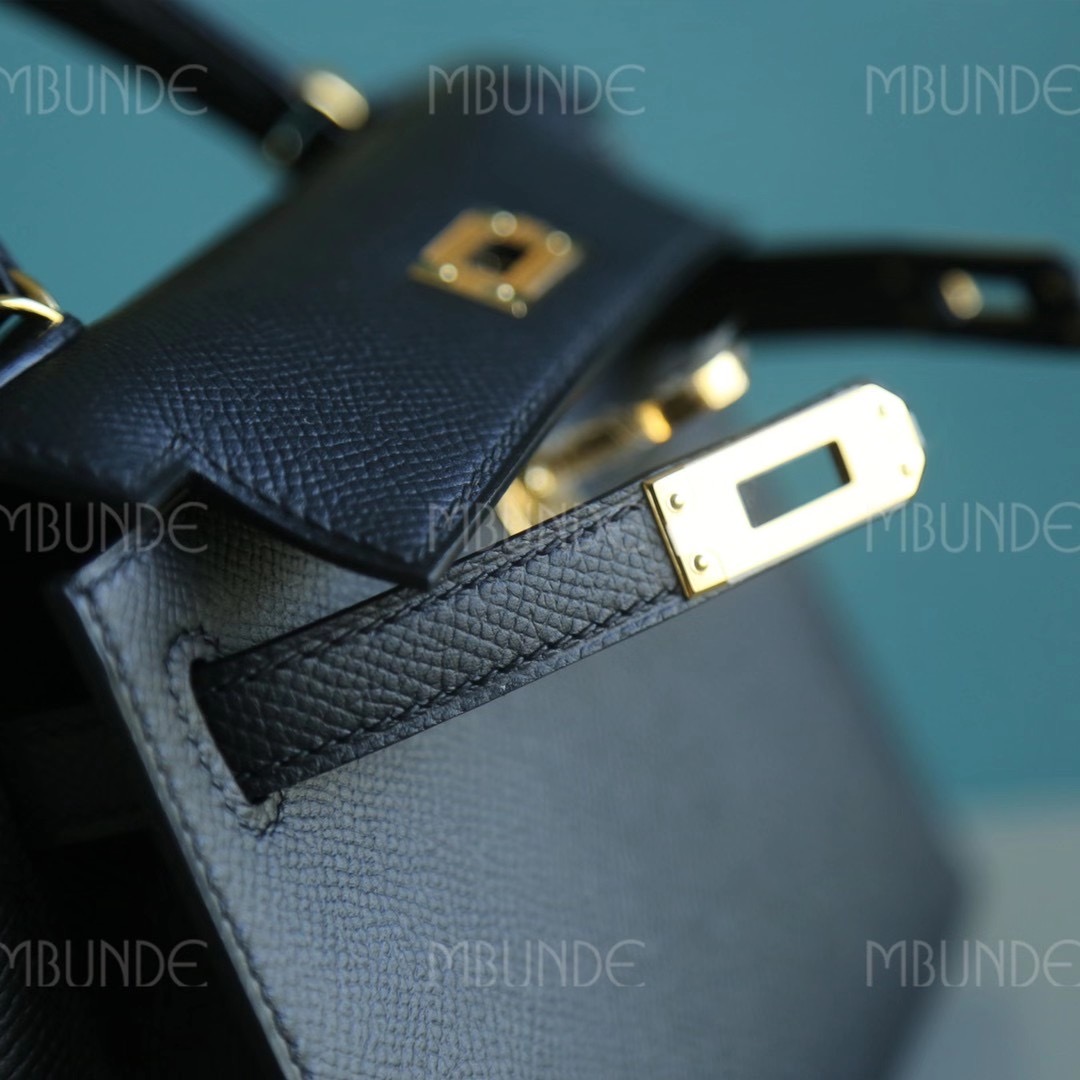 Hermes Mini Kelly 2代 Epsom 黑色金扣