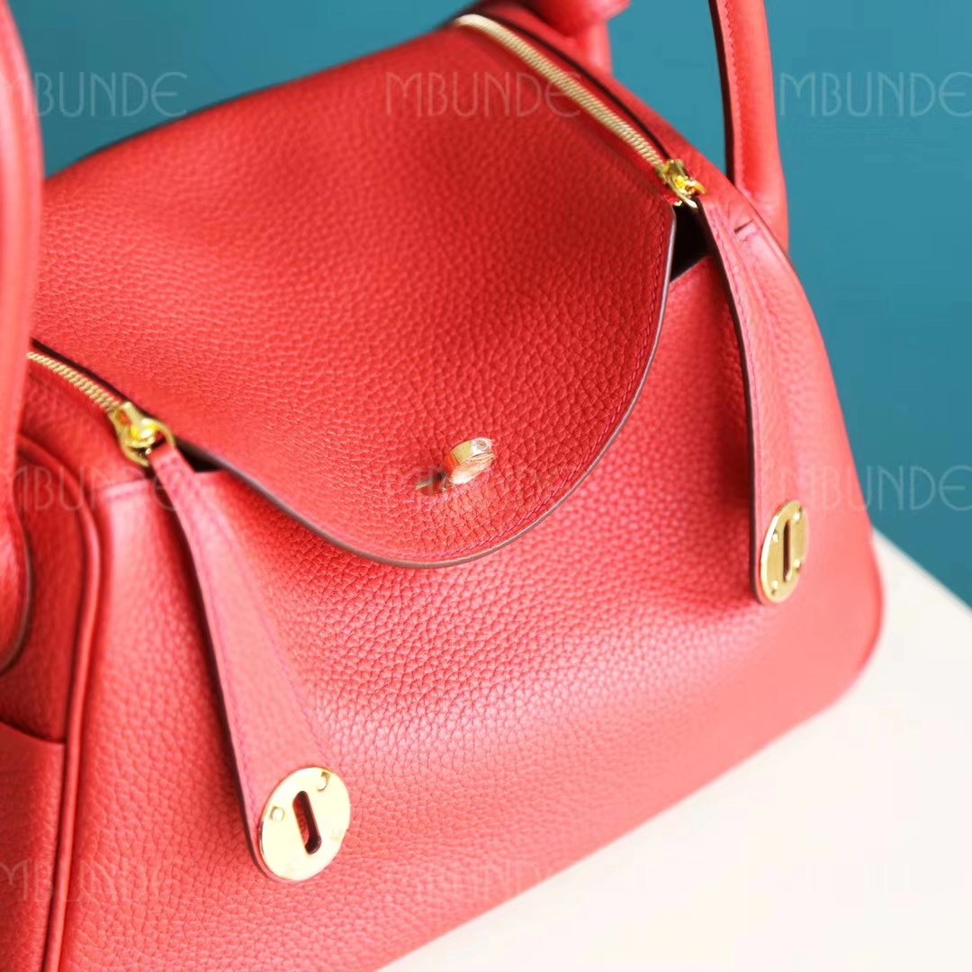 Hermes 爱马仕 Lindy 琳迪包 26CM TC皮 国旗红 金扣 纯手工