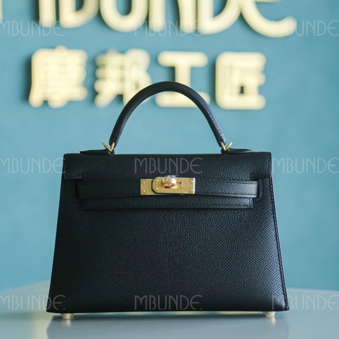 Hermes Mini Kelly 2代 Epsom 黑色金扣
