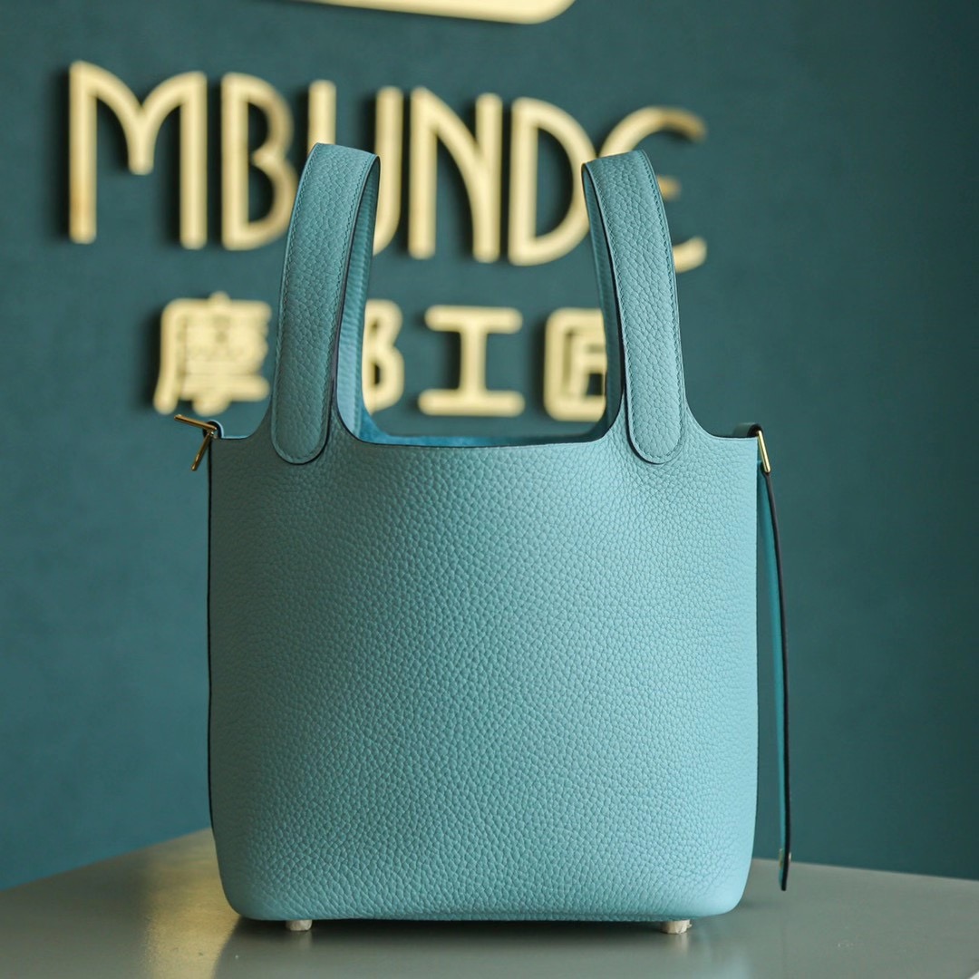 Hermes Picotin 18CM TC皮 菜篮子 马卡龙蓝 金扣