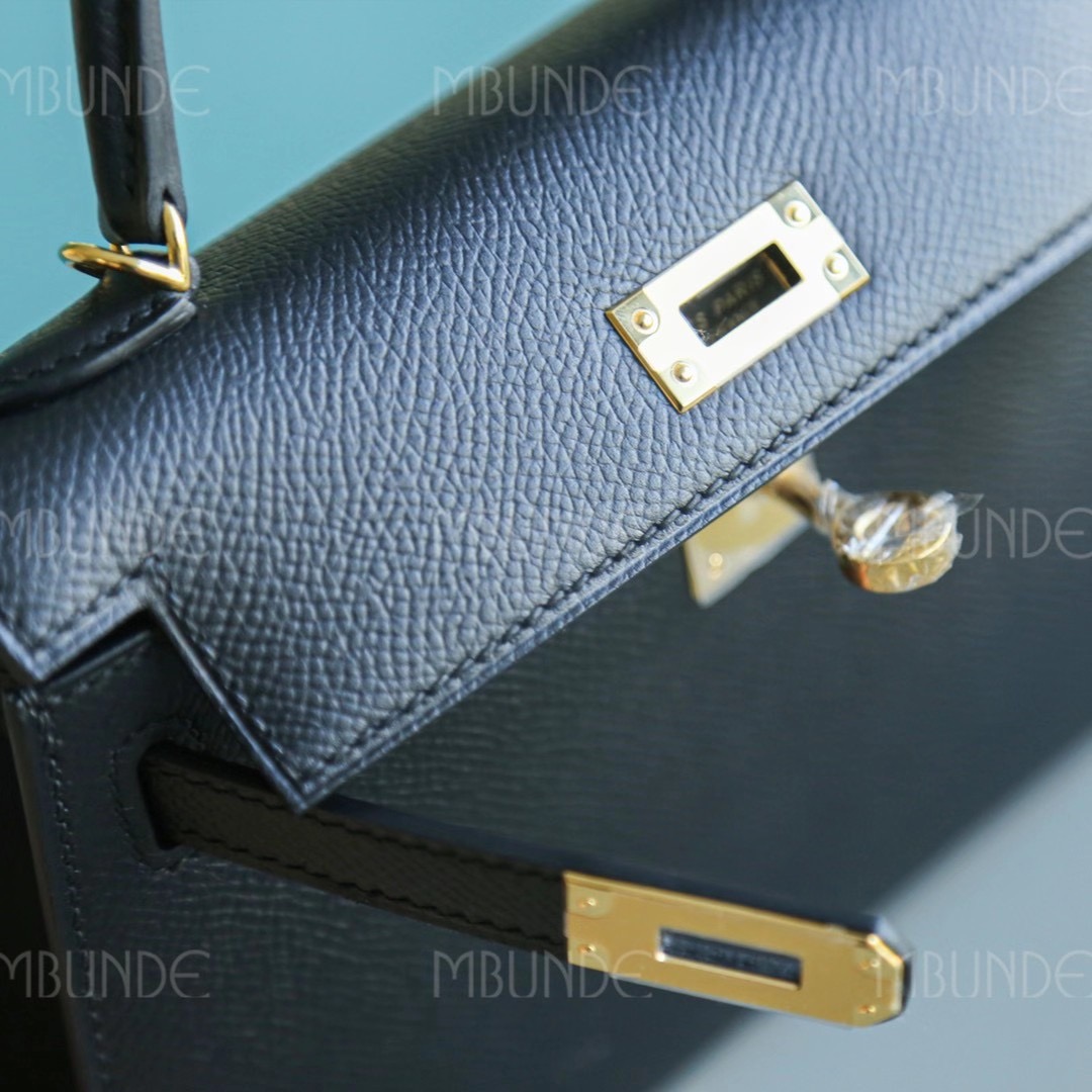 Hermes Mini Kelly 2代 Epsom 黑色金扣