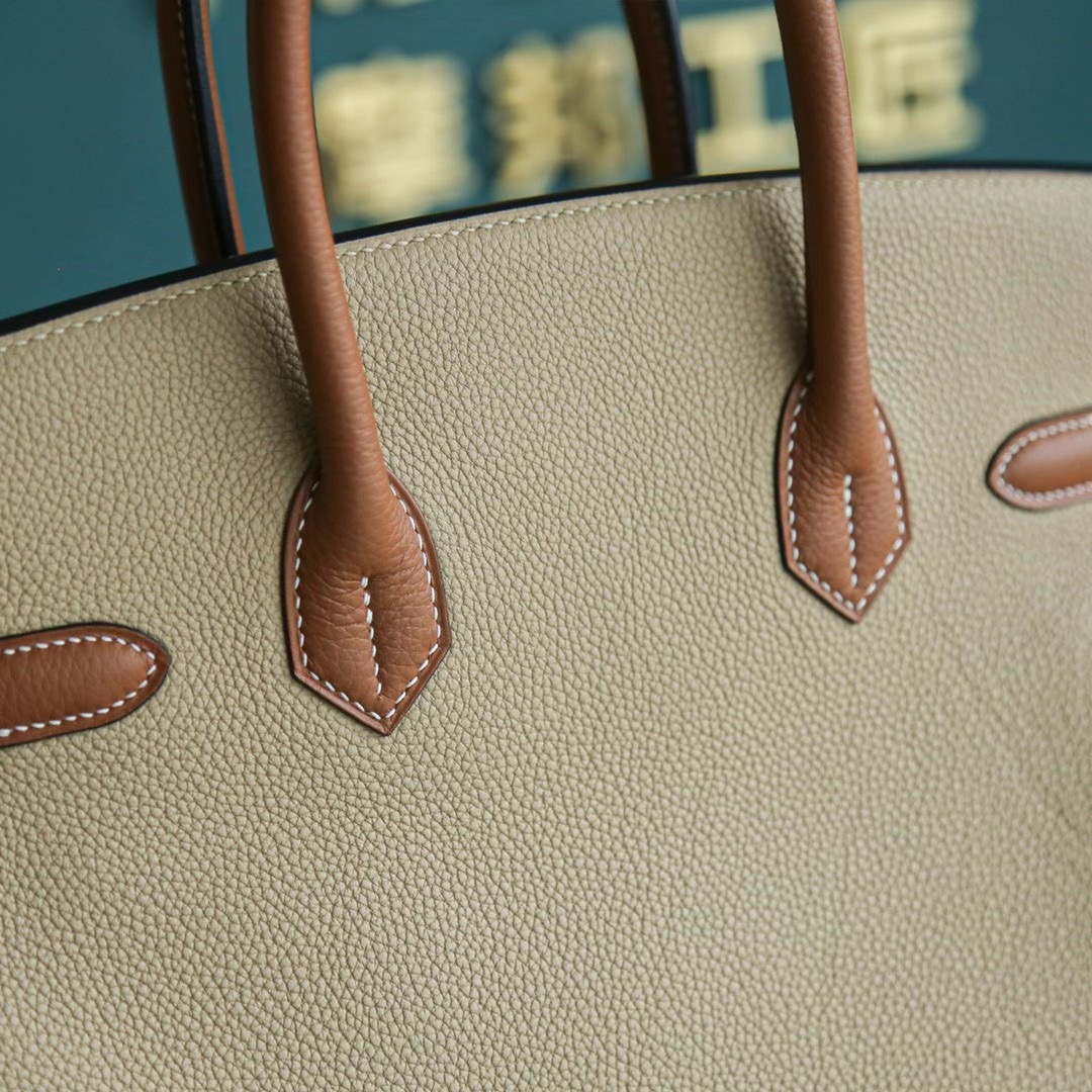 Hermes Birkin 30cm 风衣灰拼金棕 Togo 金扣 两大暖色系的结合，秋冬最适合不过啦
