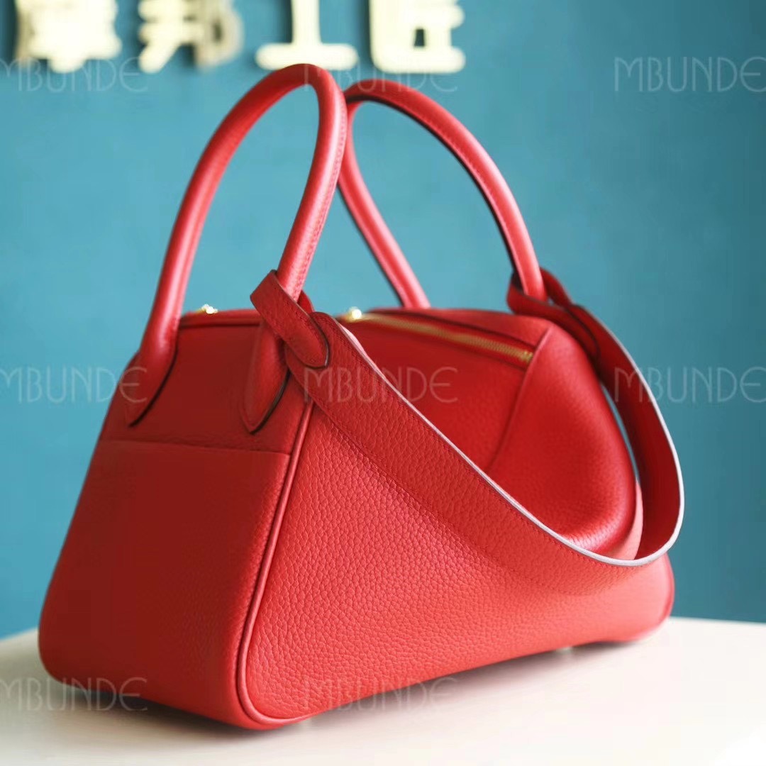 Hermes 爱马仕 Lindy 琳迪包 26CM TC皮 国旗红 金扣 纯手工