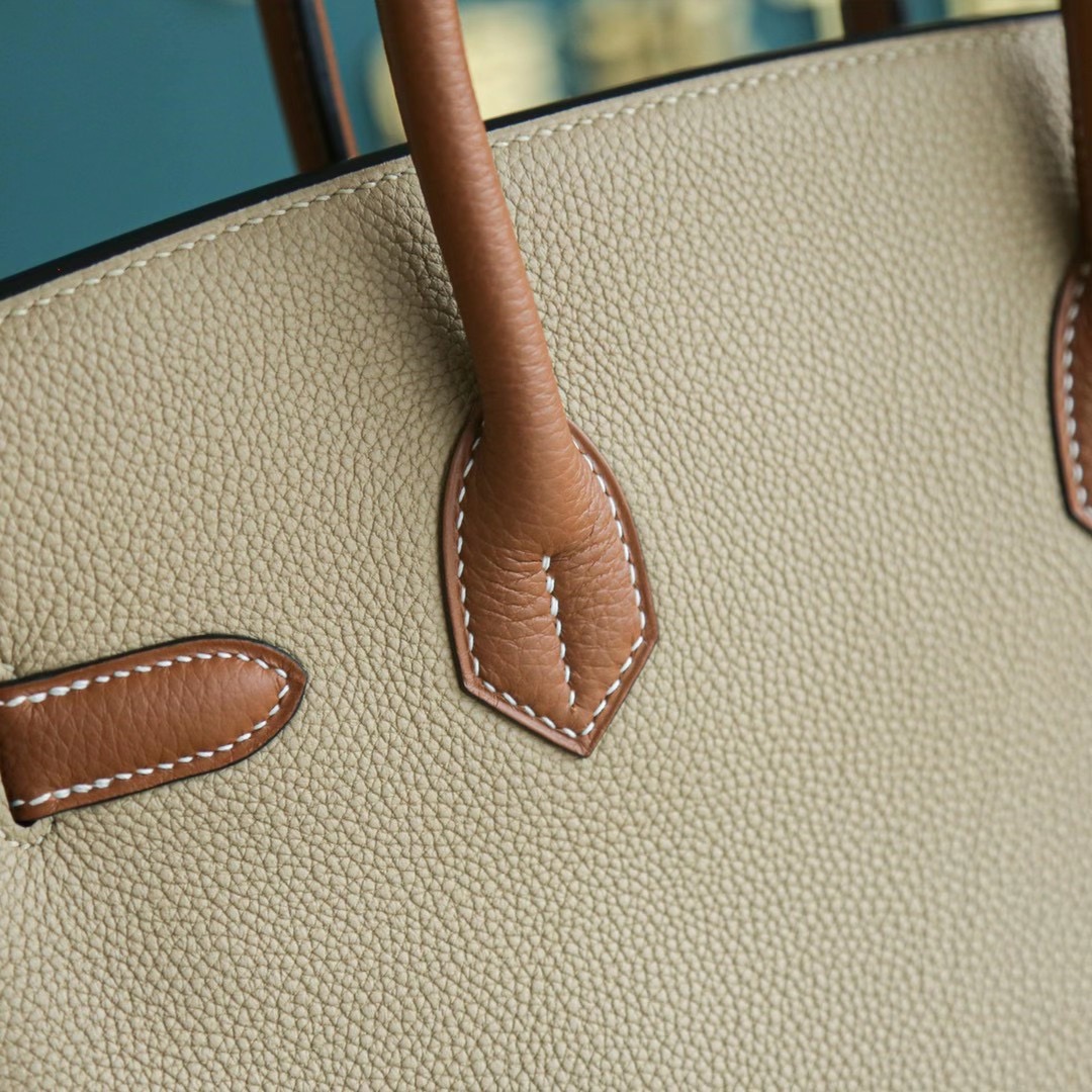 Hermes Birkin 30cm 风衣灰拼金棕 Togo 金扣 两大暖色系的结合，秋冬最适合不过啦