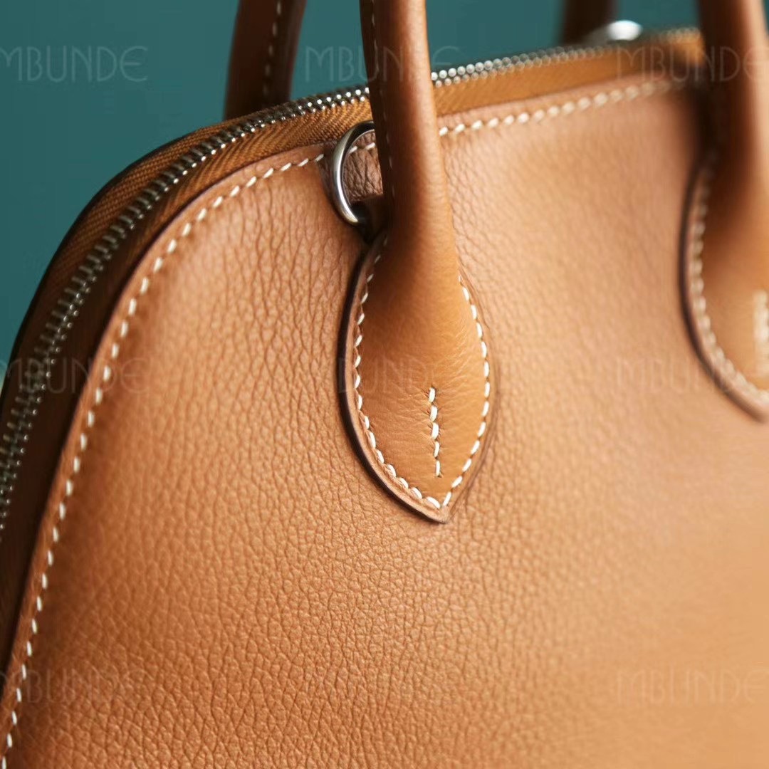 店长推荐 ：Hermes Mini Bolide 迷你号 保龄球包 金棕色 银扣 EverColor皮