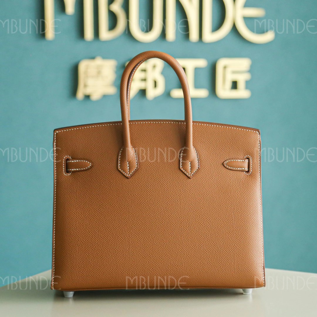 Hermes Birkin 25CM 金棕 银扣 Epsom 外缝