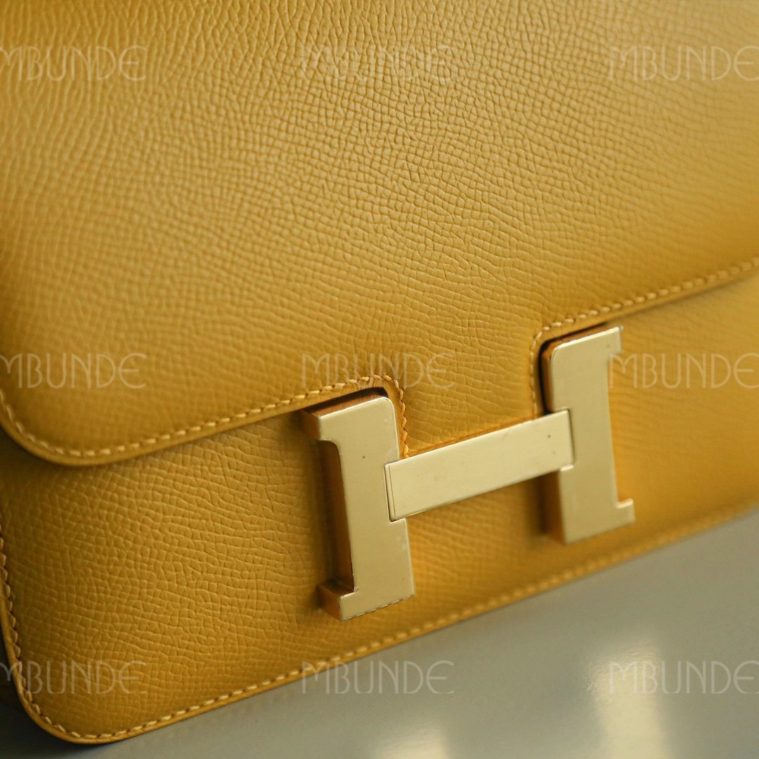Hermes Constance 19CM 琥珀黄 金扣 Epsom 最火的招财黄